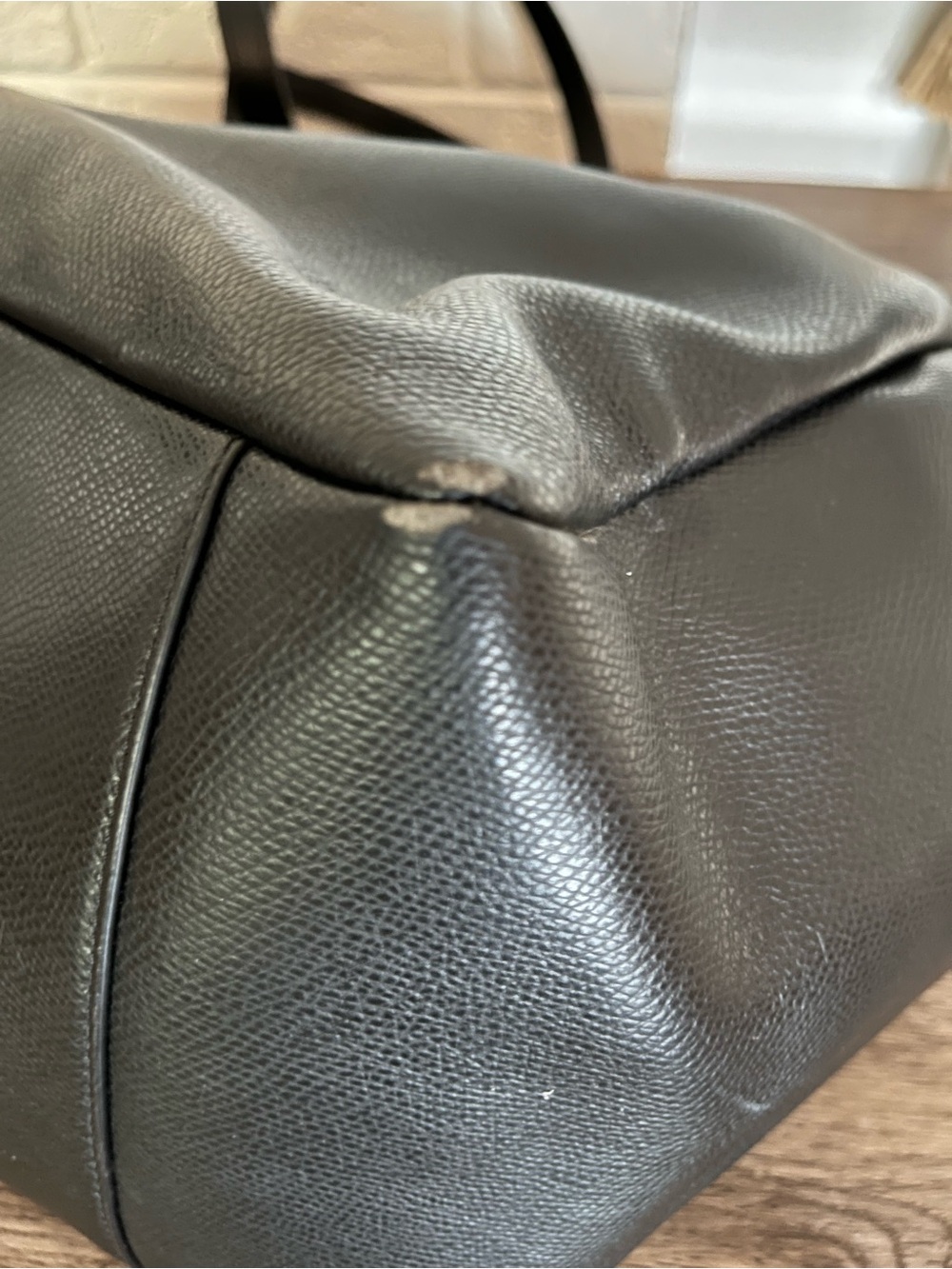 COACH black leather carryall tote bag / baby bag - Picture 5 of 10
